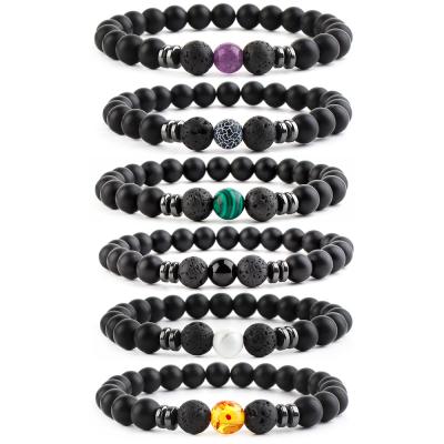 China Factory price nature cheap yoga black casual/sporty stone 8MM beaded Lucky Charm Healing Bracelets For man and woman bracelet for sale