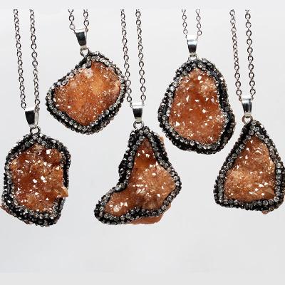 China /Casual Wholesale Sliver Plated Agate Geode Group Crystal Quartz Stone Pendant Druzy Pendant For Necklace Diy for sale