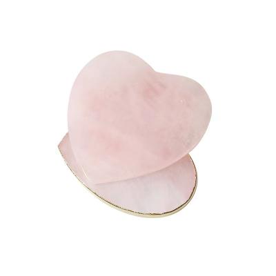 China Casual Factory Heart Shaped Pink Quartz Coffee Mug Coaster Stone Insulation Pads Crystal Coaster Set With Gold Trims Edge for sale