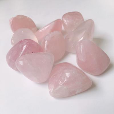 China art & Wholesale Bulk Collectible Crystal Polished Pink Rose Quartz Rock Tumbled Stones Healing Natural Stone for Decoration and DIY for sale