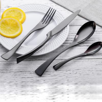 China SUS 304 Stainless Steel Dinnerware Set Black Metal Cutlery Set Creative Three Piece Steak Cutlery for sale