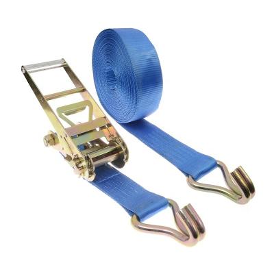 China Industry 75mm width 10m length ratchet tie down straps with double J hook for sale