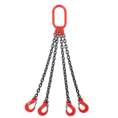 China Lifting tool 8 tons 1.5M Lifting Chain S ling steel with four hooks high strength rigging for sale