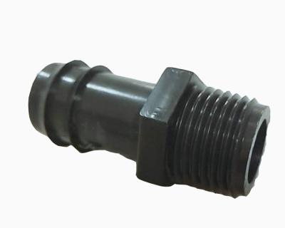 China Farmland Agricultural Irrigation System 16 20 25 Male Thread Burr Plastic Connector 32mm Pipe Fittings For Drip Tape Hose Tube for sale