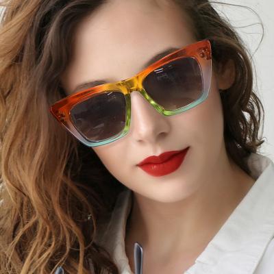 China 2022 Fashion Sunglasses Colorful Frame Female Square Shading Cat Eye Sunglasses for sale