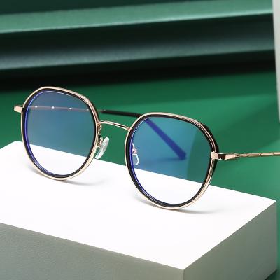 China Glasses Style High Quality Retro Nomad Computer Blue Light Blocking Round Unisex Metal Optical Frames Glasses for sale