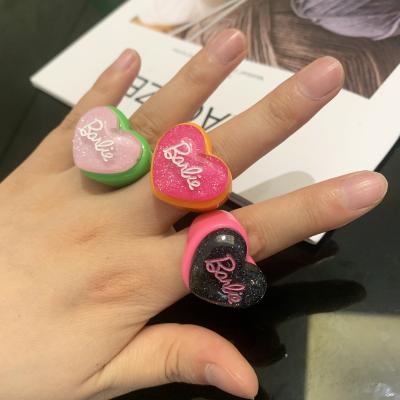 China Cute Heart Shape Accessories Y2K Jewelry Girls Acrylic Cute Ring for sale