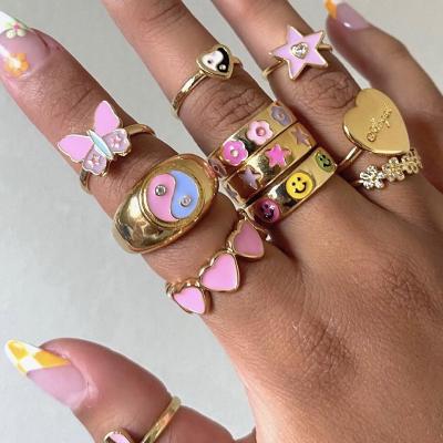 China China Yiwu Girls y2k Rings Sweet Women Chunky Rings Cute Jewelry Accessories for sale