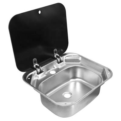 China Custom Without Faucet RV Kitchen Sink Caravan Stainless Steel Basin RV Sink RV Sink With Lid for sale