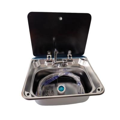 China With Faucet Kitchen Sink RV Accessories Small Sinks With Stainless Steel And Tempered Glass 1mm Single Bowl Stainless Steel Faucet Undermount for sale