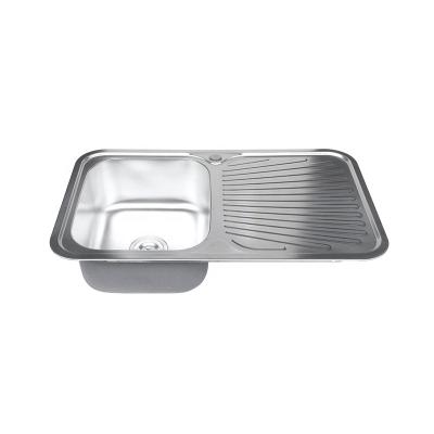 China Without Faucet 304 Stainless Steel Single Bowl Kitchen Sink With Drain Panel for sale