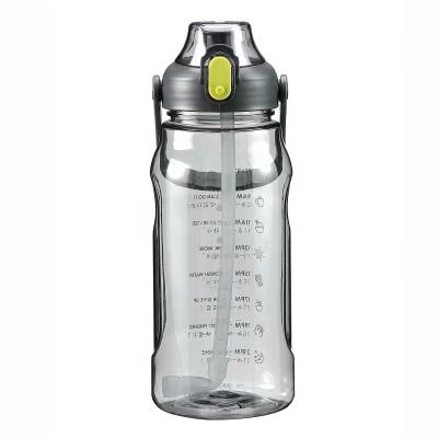 China Large Capacity 1500ml Fitness Gym Sports Portable Plastic Motivation Water Bottle Viable Straw Water Bottle for sale