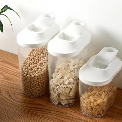 China Japanese Transparent Plastic Freshness Storage Minimalism Kitchen Food Storage Canister With White Lid for sale