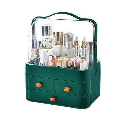 China Hot Selling Makeup Organizer Dustproof Plastic Cosmetics Storage Box Viable Makeup Storage Box with Handle for sale