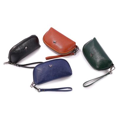 China Fashion Anti-theft High Quality Ladies Genuine Leather Coin Clip With Short Handle Women Wallet Clutch Purse for sale