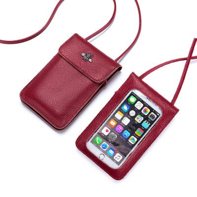 China Fashion Fashion Small Touch Screen Cross - Body Bags Lady Cell Phone Wallet Real Leather Women Pinch Cell Phone Bags for sale