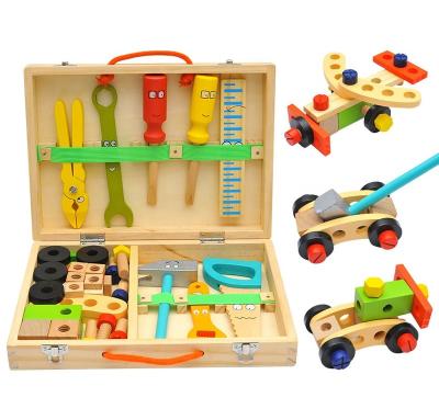 China Toy Educational Construction Building Set Montessori Toolbox TOY Cpc Wooden Tool Kit STEM Building MODELS For Kid 2 3 for sale