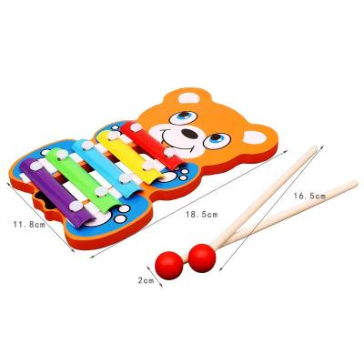 China CPC Educational Wooden Animal Xylophone Toy Preschool Educational Musical Instruments 5 Scales Xylophone Toy for Kids Toddler with 2 Mallets for sale