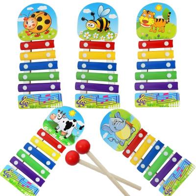 China CPC Educational Wooden Animal Xylophone Toy Preschool Educational Musical Instruments 5 Scales Xylophone Toy for Kids Toddler with 2 Mallets for sale