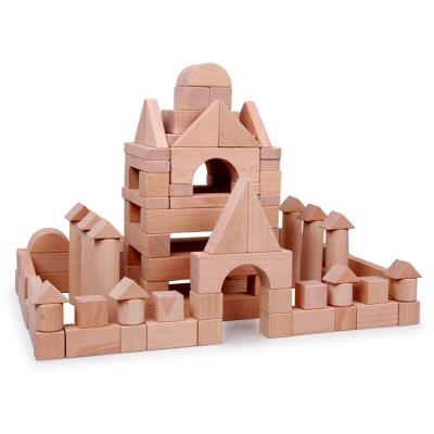 China Building Toy Custom Montessori Education Stacking Toys 182pcs Wooden Big Castle Building Block Building Set For Children 2 3 4 Years Old for sale