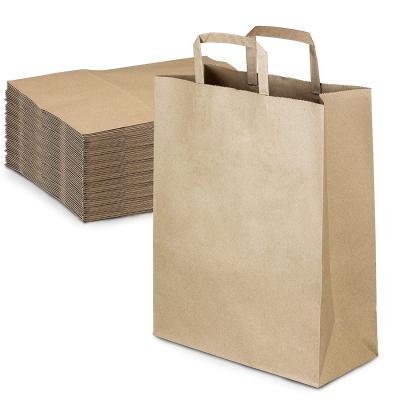 China Recyclable Flat Handled Luxury Paper Shopping Bag Retail Brown Kraft Paper Bags Gift Shopping Bag With Handles for sale