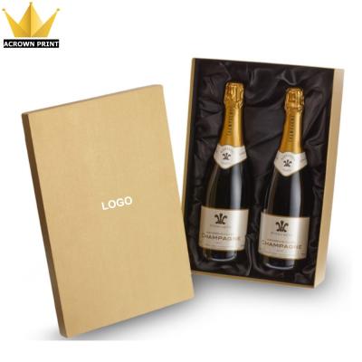 China Recycled Materials Branded Luxury Gold Thick Cardboard Pairs Gift Wine Bottles Packaging Paper Boxes for sale