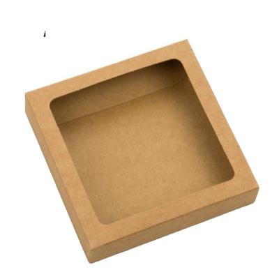 China Recyclable Custom Print Personalized Brown Folding Kraft Paper 4x4x2 Window Coaster Gift Box With Custom Logo for sale