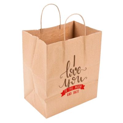 China High Quality Recyclable Kraft Flat Bottom Stand Up Twisted Handled Bag Food Packaging Kraft Paper Bags With Your Logo for sale