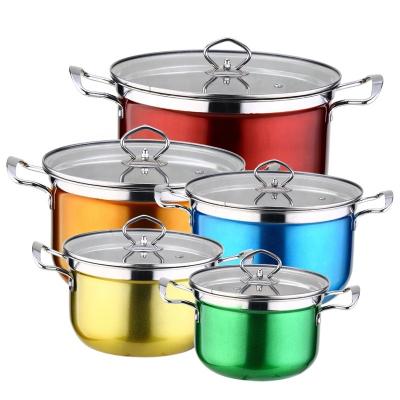 China Factory sale viable kitchen accessories 10 pieces cooking stainless steel pots and pans cookware set kitchen set with glass lid for sale