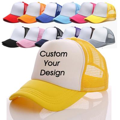 China COMMON Cotton Single Curved Brim 5 Panel Custom Embroidered Black Snapback Hat Mens Wholesale Blank Mesh Otto Foam Trucker Hats for sale