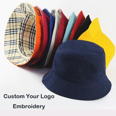 China Men's Casual Cheap Outdoor Simple Custom Women's Reversible Wide Brim Bucket Hat Summer Cotton Fisherman Hat Embroidery Logo Designer Wide Bucket Hat for sale