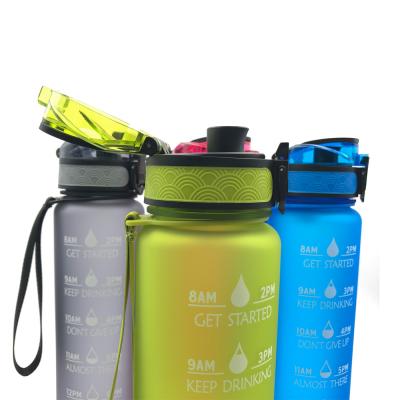 China 1000ml Bpa Bottle Fitness Sports Viable Leak Free Motivational Drinking Water Bottle Can Customized for sale