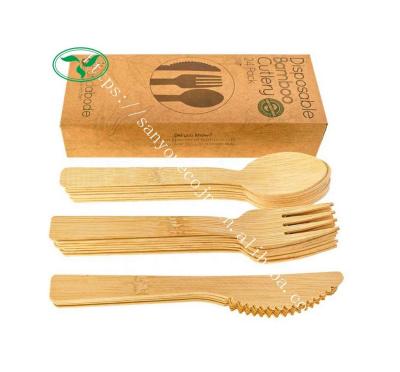 China household & Restaurant Drinking Utensils Set Bulk Disposable Bamboo Knife Fork Spoon For Party Travel Camping Takeout Picnic for sale