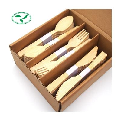 China 100pcs 300pcs Disposable Disposable Bamboo Fork Spoon Knife Set for sale