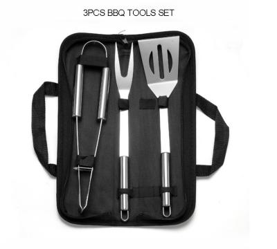 China Easily Cleaned Grill Tools 3 Piece Outdoor Grill Combination Tool Kit Stainless Steel Grill Tools for sale