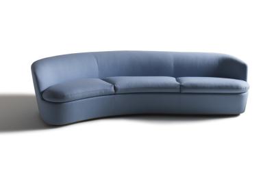 China Living Room Curved Leather Sofa 3 Seats Metal Legs Cuatom With High Density Foam for sale