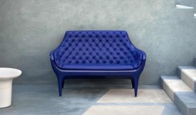 China Muebles de la silla del brazo de la fibra de vidrio de la silla de Showtime Poltrona de la reproducción, blanco azul en venta