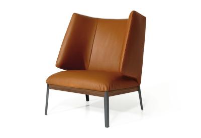 China Giorgetti Arflex Hug Armchair / Small Brown Leather High Back Armchair for sale