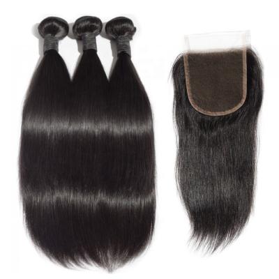 China Silky Straight Remy Virgin Human Hair Straight Wave Hair Bundles Malaysian Hair Extensions Bundles With Closure for sale