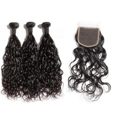 China Brazilian Mink Hair Unprocessed Hair Bundles Set Natural Wave 3 Bundles With Closure for sale