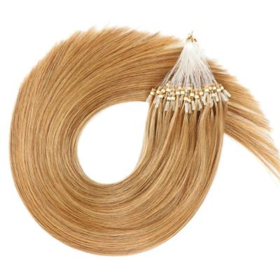 China Silky Straight Micro Link Hair Extensions Custom Made Straight Honey Blonde European Hair Easy Wave Hair for sale