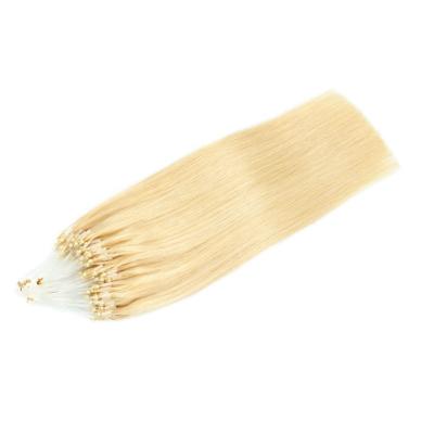 China Cheap Micro European Pulled Ring Hair Extensions 613 Blonde Hair 1g Silky Straight Double Wave Bonds for sale