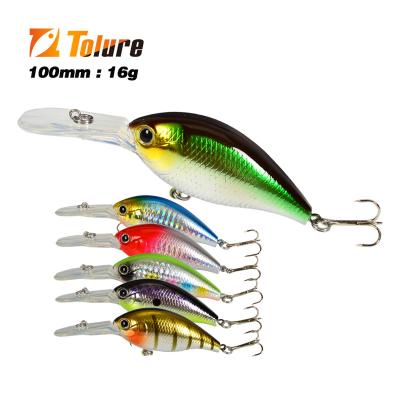 China Plastic ABS Tolure Wholesale Laser Hard Artificial Bait 3D Eyes 10cm 16g Fishing Wobblers Crankbait Minnows Plastic Fishing Lures for sale