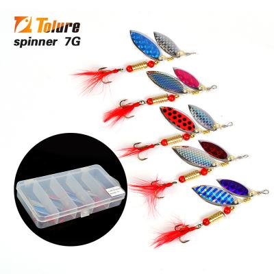 China Metal Tolure wholesale 5pcs/box 6g 7g metal flutter spoon lures colorado spinner blades spoon for fishing lures for sale