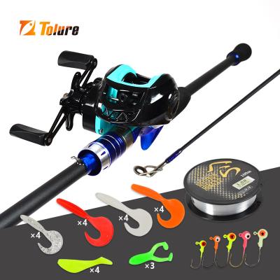 China Carbonfiber Tolure Cheap 1.68m 1.8m 2.1m 2.4m 2 Section baitcasting Rod spinning Sea Bass Fish Rods Pole Tackle set fishing combo set for sale