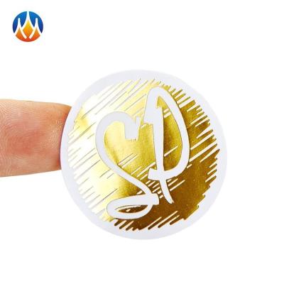 China Custom Waterproof Gold Foil Stickers Labels Stickers Embossing Embossed Hot Stamping Printing for sale