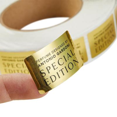 China Self Adhesive Printing Waterproof PVC Gold Sticker Perfume Bottle Labels for sale