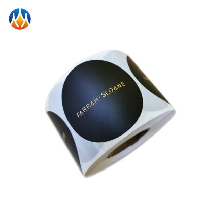 China Self Adhesive Black Round Circle Logo Custom Size Printing Labels on Roll for sale