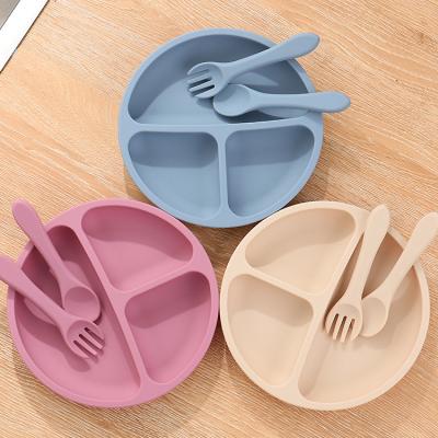 China Viable Hot Selling Baby Silicone Dish Bowl Spoon Set Food Grade Baby Feeding Cutlery Set for sale