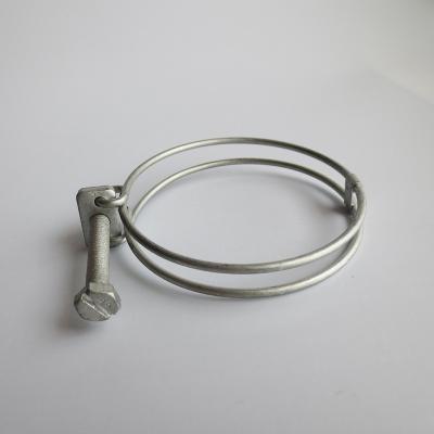 China Corrosion Resistant Adjustable Double Coil Stainless Steel Wire Hose Clamp for sale